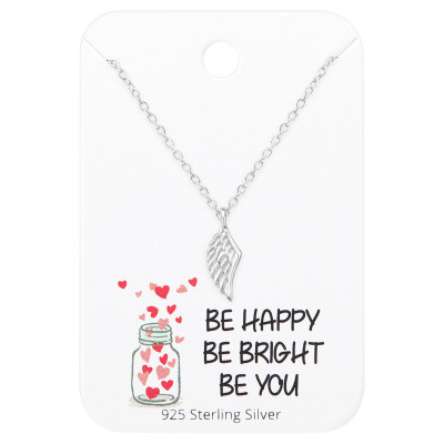 Silver Wing Necklaces on Motivational Quote Card