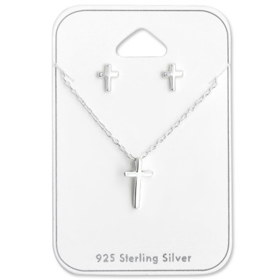 Silver Cross Set On Card