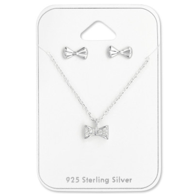 Bow Sterling Silver Set and Jewelry on Card