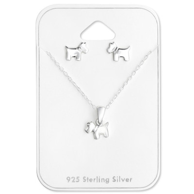 Dog Sterling Silver Set and Jewelry on Card