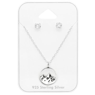 Silver Mountain Set on Card with Cubic Zirconia