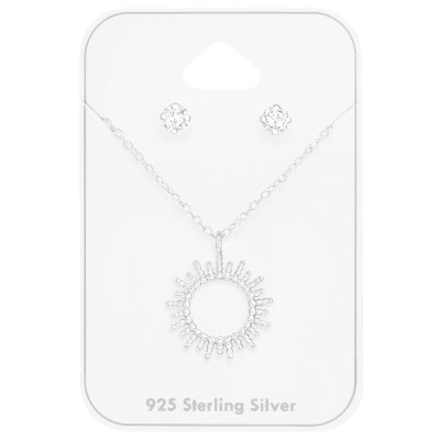 Sun Sterling Silver Set on Card with Cubic Zirconia