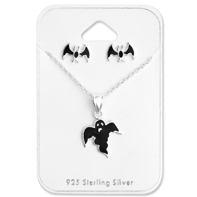 Halloween Sterling Silver Set and Jewelry on Card with Epoxy