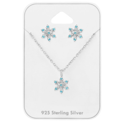 Silver Snowflake Set with Cubic Zirconia on Card 