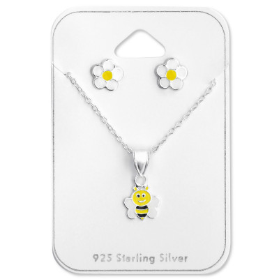 Bee Sterling Silver Set and Jewelry on Card with Epoxy