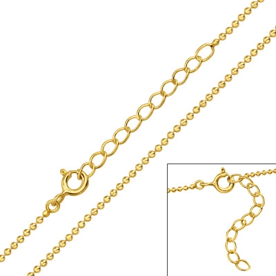 39cm Balls Sterling Silver Single Chain with 3cm Extension Included