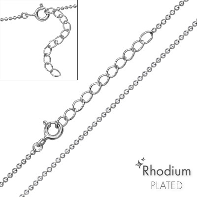 39cm Balls Sterling Silver Single Chain with 3cm Extension Included