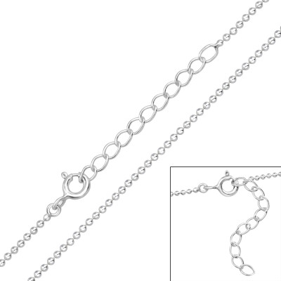 39cm Sterling Silver Balls Single Chain with 3cm Extension Included
