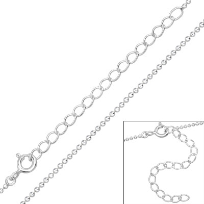 45cm Sterling Silver Balls Single Chain with 5cm Extension Included