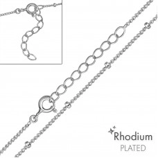 39cm Cable Sterling Silver Single Chain with 3cm Extension Included