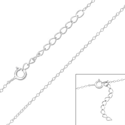 39cm Cable Chain Sterling Silver Single Chain with 3cm Extension Included