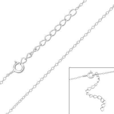45cm Cable Chain Sterling Silver Single Chain with 5cm Extension Included