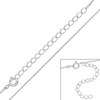 45cm Snake Chain Sterling Silver Single Chain with 5cm Extension Included