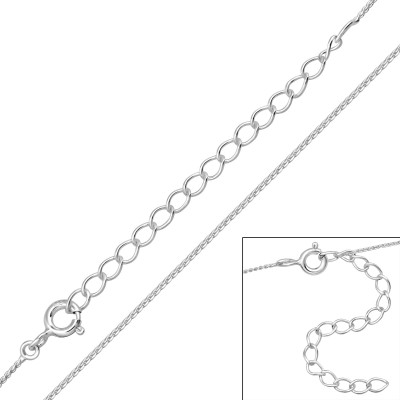 45cm Snake Chain Sterling Silver Single Chain with 5cm Extension Included