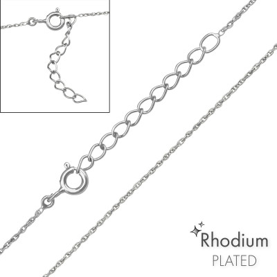 39cm Square Link Sterling Silver Single Chain with 3cm Extension Included