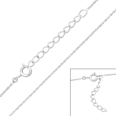 39cm Square Link Sterling Silver Single Chain with 3cm Extension Included