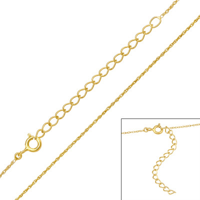 45cm Square Link Sterling Silver Single Chain with 5cm Extension Included