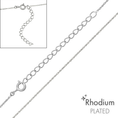 45cm Square Link Sterling Silver Single Chain with 5cm Extension Included