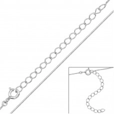 45cm Box Chain Sterling Silver Single Chain with 5cm Extension Included