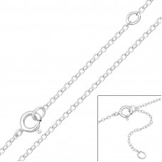 39cm Silver Cable Chain with 3cm Extension Included