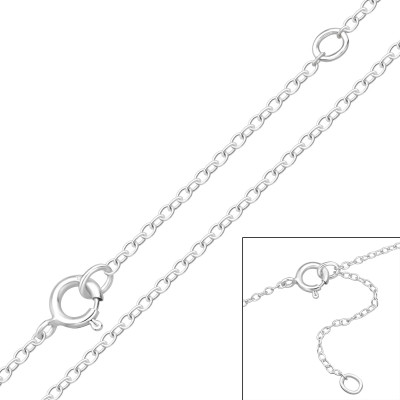 39cm Silver Cable Chain with 3cm Extension Included