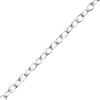 44cm Silver Cable Chain with 3cm Extension Included