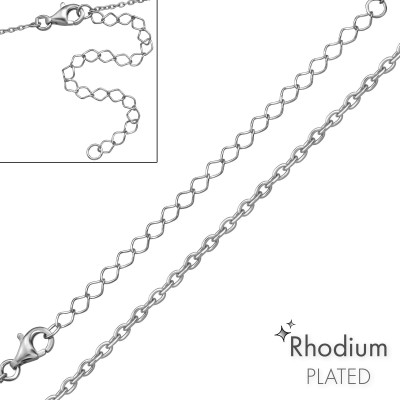 38cm Silver Cable Chain With 7cm Extension Included