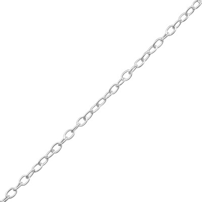 44cm Silver Cable Chain with 5cm Extension Included Sterling Silver Single Chain