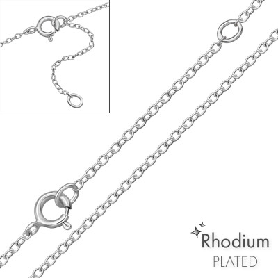 39cm Silver Cable Chain with 3cm Extension Included