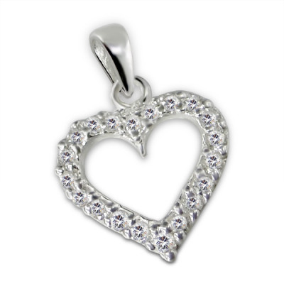 Heart Sterling Silver Pendant with Cubic Zirconia