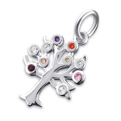 Tree Of Life Sterling Silver Pendant with Cubic Zirconia