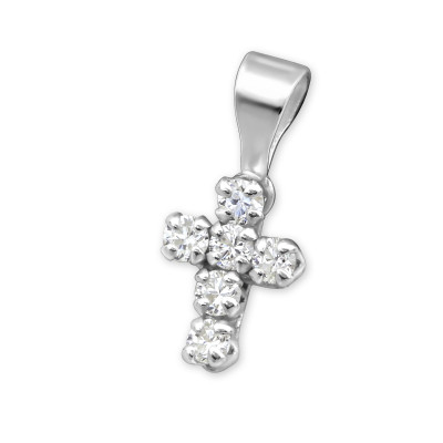 Cross Sterling Silver Pendant with Cubic Zirconia