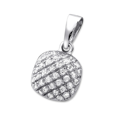 Square Sterling Silver Pendant with Cubic Zirconia