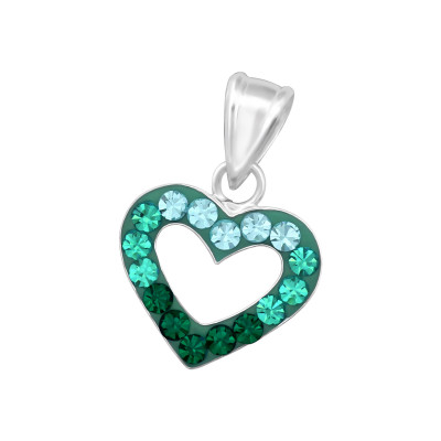 Heart Sterling Silver Pendant with Crystal