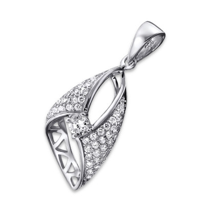 Twist Sterling Silver Pendant with Cubic Zirconia