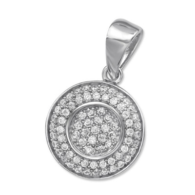 Round Sterling Silver Pendant with Cubic Zirconia
