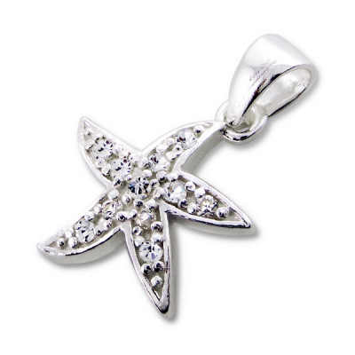 Starfish Sterling Silver Pendant with Cubic Zirconia