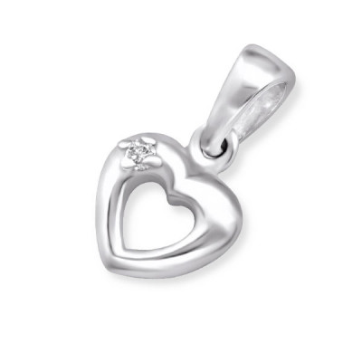 Heart Sterling Silver Pendant with Cubic Zirconia