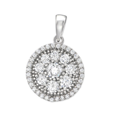 Cluster Sterling Silver Pendant with Cubic Zirconia