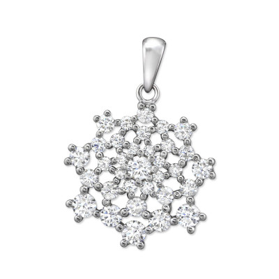 Snowflake Sterling Silver Pendant with Cubic Zirconia