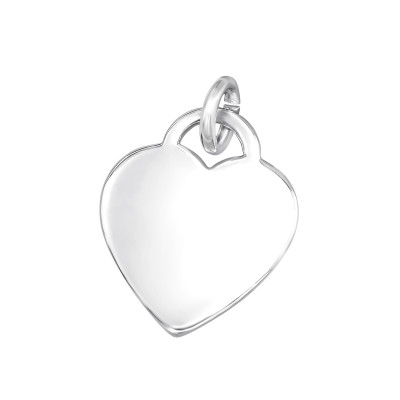 Heart Unplated Sterling Silver Engravable Pendant