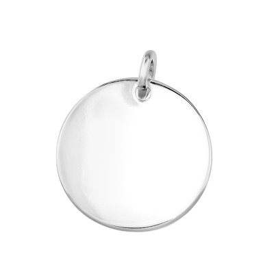 Circle Unplated Sterling Silver Engravable Pendant