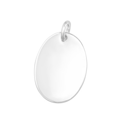 Oval Unplated Sterling Silver Engravable Pendant