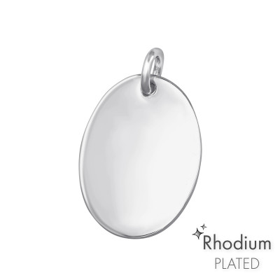 Oval Sterling Silver Engravable Pendant