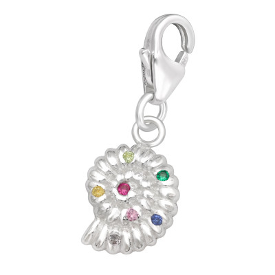 Silver Shell Pendant with Cubic Zirconia