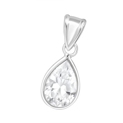 Silver Pear Pendant with Cubic Zirconia