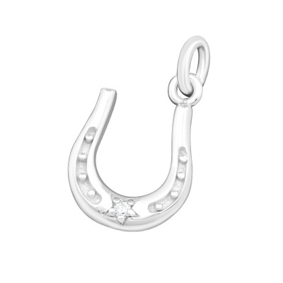 Silver Horseshoe Pendant with Cubic Zirconia