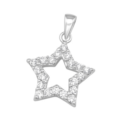 Silver Star Pendant with Cubic Zirconia