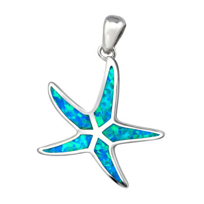 Silver Starfish Pendant with Synthetic Opal