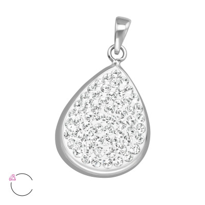 Silver Teardrop Pendant with Genuine European Crystals